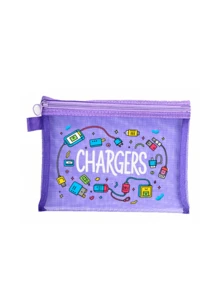 網格拉鍊收納袋 - "Charger"字母圖案，文具收納袋，附"Charger"字母圖案，數位收納袋，化妝袋，護膚袋，旅行盥洗用品袋必備，宿舍用品，婚禮新娘禮物生日禮物，朋友和，口紅化妝收納袋，度假旅行必備，教師節禮物，夏季戶外收納使用，返校季禮物 - 彩色 - 查看 18