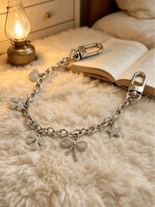 Cadena de lujo hecha a mano con strass completo, adornada con strass de mariposa brillante, se puede usar como cadena de bolso, colgante, decoración colgante, cadena decorativa - Multicolor - Ver 9
