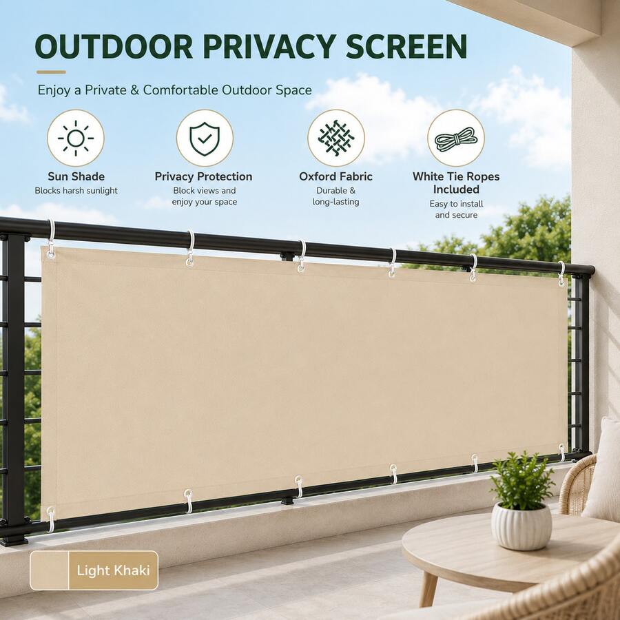 Outdoor Fence Fabric Balcony Yard Privacy Rainproof Sun Protection Heat Insulation Shade Sail Fence Guard Oxford Cloth - C - View 1