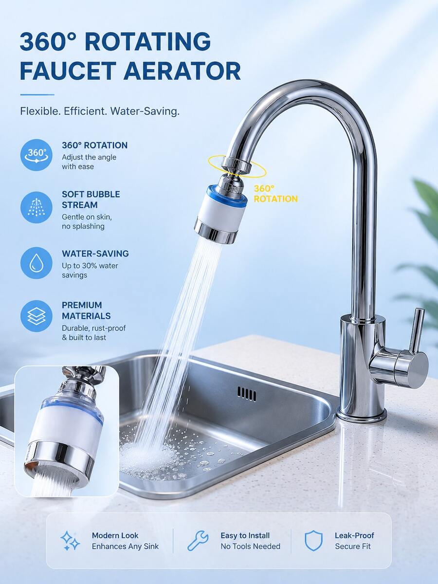 1pc Water Purifier Faucet With Replaceable Filter, Splash-Proof Faucet Aerator With Filter, Rotatable Faucet Filter Extender, Household Bathroom Water Filtration System - Universal Shower Filter - Premium Upgrade - View 1