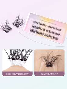 FindLove 30 Clusters Pre-Glued Cat Eye Natural Brown False Eyelashes D Curl 3D Fluffy Slim Eyelash Clusters 10-14mm Natural Style Single Strand False Eyelashes Long-Lasting Wear No Glue Needed Fluffy Slim False Eyelashes - D - View 5