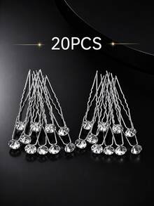 topshiny 20 pièces Pinces à cheveux de mariée avec strass scintillants, accessoires de chignon élégants en cristal, pinces de fixation pour chignon floral pour la coiffure de mariage et de bal de promo pour femmes - Transparent - Voir 17