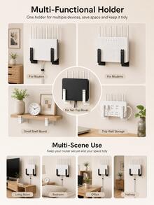 Soporte de pared para router, estante de almacenamiento portátil, soporte de pared para decodificador, estante duradero y práctico para la sala de estar - Ver 5