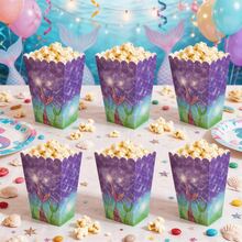 6pcs Purple Fish Scale Paper Popcorn Boxes, Suitable For Mermaid Theme Birthday Party, Random Color Style (6pcs/Set), Can Be Used As Disposable Popcorn Container, French Fries Box, Bread Box, Candy Box, Gender Reveal Disposable Food Packaging Container, Perfect For 1st Birthday Party, Newborn Party, White And Purple Fish Scale Paper Popcorn Box, Gender Reveal Tray - Multicolor - View 4