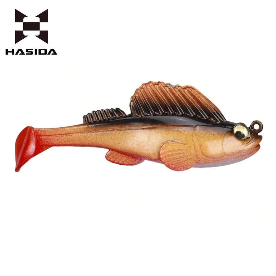 HASIDA 大號彈塗魚軟餌,加重防掛底,適用於鱸魚與河鱸淡水及鹹水釣魚 - 紅色 - 查看 1