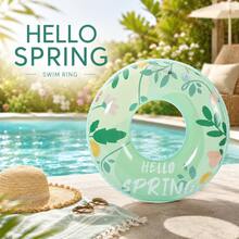 Inflatable Swimming Rings, PVC Inflatable Swimming Rings, Neutral Armpit Floats, Including Green, Donut-Shaped, Suitable For Summer Water Sports, Pool Parties, Beach Parties, Swimming Pools, Beaches, And Summer Vacation Swimming Rings - Spring Flowers - View 2