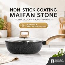 Maifan Stone Non-Stick Frying Pan With Wooden Handle, Easy To Clean Cooking Pot For Home Use - View 6