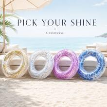 Inflatable Swimming Rings, PVC Inflatable Swimming Rings, Neutral Armpit Floats, Including Green, Donut-Shaped, Suitable For Summer Water Sports, Pool Parties, Beach Parties, Swimming Pools, Beaches, And Summer Vacation Swimming Rings - Translucent Sequins - View 5