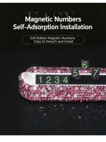 Upgraded Temporary Parking Sign/Phone Number Plate, Creative Car Mobile Card/Car Relocation Phone Number Plate, Retractable Car Decoration, Rhinestone Car Interior Decor - A - View 8