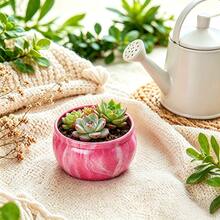 6Pcs Starry Sky Printed Metal Mini Plant Pots With Lids, Multifunctional Small Planters For Succulents & Tiny Plants, Great For DIY Candle Making, Desktop Decor, Party Favors & Small Trinket Storage - Marble Pattern - View 3