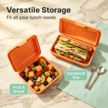 Multifunctional Lunch Box, PP Material, Heat And Cold Resistant, 2 Sizes Available, Suitable For Lunch/Snack/Fruit Box, Ideal For Daily Use - Multicolor - View 2