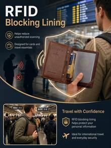 Premium PU Leather Travel Wallet, Unisex, With RFID Blocking Function, Can Store Passport, Cards And Documents, Suitable For Flights, Cruises, Vacations And Business Trips - Multicolor - View 4