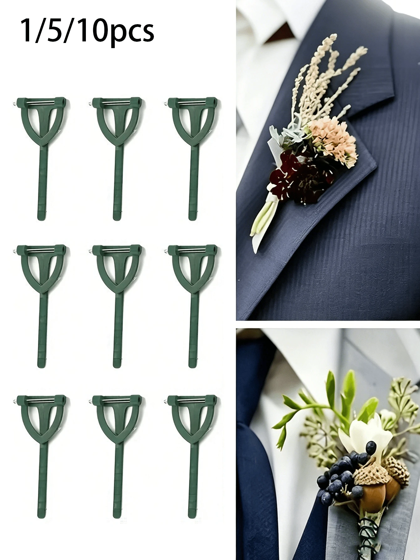 Rust-Proof Floral Safety Pin | Plastic Brooch Clip, Secure Hold, Suitable For Wedding Groom And Bride, Prom, Formal Occasions - Wedding Party And Spring Essential