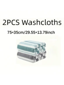 2pcs/Set Baby Face & Bath Striped Towel Square Washcloth Parent-Child Bath Towel Set, Quick-Dry Super Soft Microfiber High Absorbency, Suitable For Home Bathroom, Travel And Beach - Multicolor - View 9