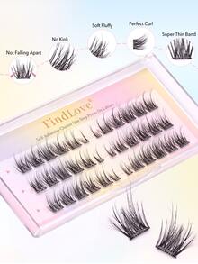 FindLove 18/36束預黏稠密假睫毛簇 自然捲度 無需膠水 3D D捲 6-14mm DIY單簇睫毛美妝工具 - D - 查看 3