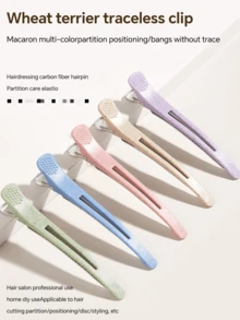 6件套发夹，专业沙龙发夹，防滑鳄鱼夹，家用DIY美发工具 - 彩色 - 查看 1