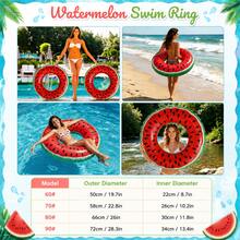 Children & Adult Watermelon Swim Ring, Inflatable Pool Float, Suitable For Women, Girls, Boys, Summer Pool, Beach, Party, Water Sports - Red - View 3