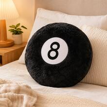 ZctmYBH+ Black Numbered Billiard Style Plush Round Throw Pillow, 35cm Soft Fuzzy Decorative Cushion For Sofa, Bed, Chair & Game Room Decor - Black - View 5