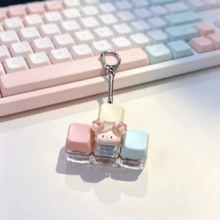1pc Cute Keyboard Keycap Keychain Stress Relief Fidget Toy, Mechanical Keyboard Switch Tester, Key Ring, Desktop Decoration, Phone Charm, Creative Novelty Anti-Anxiety Bouncy Fidget Toy, Girls Toy, Suitable For Father's Day Gift, Graduation Season Gift, Back To School Small Gift - Multicolor - View 9