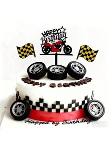 5 Sets Mini Rennwagen Reifen Tortenaufsätze, realistische Kunststoff Radnabe Dekoration, wiederverwendbare 3D runde Rennwagen Ornamente für Geburtstagstorte und Cupcake Dekoration - Mehrfarbig - Übersicht 3