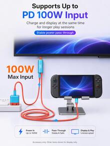 Type-C 转 HDMI 高清视频传输线，适用于 Switch NS2/OLED 便携底座转换器、Steam Deck/ROG 游戏主机电视智能投影线，支持 4K 60Hz 超清晰 HDR 画质，支持边玩边充 100W PD 快充，迷你紧凑即插即用，铝合金散热外壳编织线缆，内置安全保护芯片，广泛兼容 Type-C 手机/iPad/笔记本电脑、电视显示器、投影仪等通用镜像适配器。 - 彩色 - 查看 4