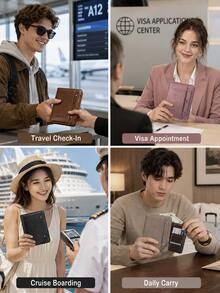 Premium PU Leather Travel Wallet, Unisex, With RFID Blocking Function, Can Store Passport, Cards And Documents, Suitable For Flights, Cruises, Vacations And Business Trips - Multicolor - View 9