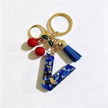 A-Z Resin Initial Keychain, Holiday Gift, Royal Blue Women's Key Chain, Cherry Tassel Car Key Chain Accessory, Gift, Car Decoration, Bag Charm, Cute Gothic Y2K Style For Campus - Royal Blue - View 18