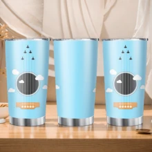 1 Stück/5 Stücke 20oz Edelstahl isolierter Becher, Himmel Wolke Gitarren Muster, vakuumisolierter Reisebecher. Geeignet für täglichen Kaffeegenuss und Outdoor-Nutzung, perfektes künstlerisches Geschenk für Musikliebhaber, ideal für Geburtstage und Feiertage. - Blau - Gitarrenhimmel - Übersicht 10