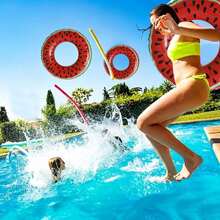 Children & Adult Watermelon Swim Ring, Inflatable Pool Float, Suitable For Women, Girls, Boys, Summer Pool, Beach, Party, Water Sports - Red - View 4