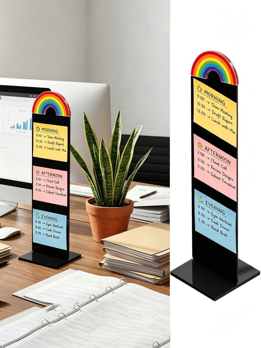 Detachable Transparent Acrylic Memo Board And Stand, Suitable For Computer Screens, Message Boards And Office Desks, 2 Colors Available, Back To School Season - Multicolor - View 1