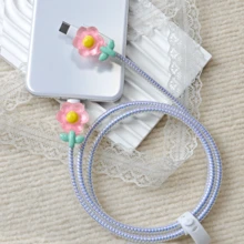 4 piezas Protector de cable de datos con diseño floral - Multicolor - Ver 6
