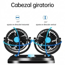 DeTODO 2 Speed Dual Car Fan. 360° - Black - View 8