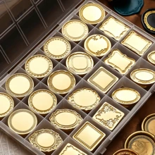 1pc Blank Oval/Asymmetric/Round Frame Design Wax Seal Stamp Head - Gold - View 2