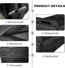 1 Car Trunk Storage Box, Vehicle Storage Container, 6-Pocket Organizer, Car Accessories, Automotive Storage, Luggage Compartment, Trunk - A - View 4