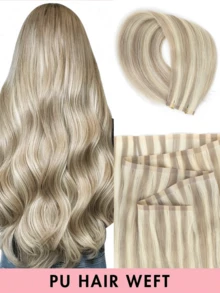 Extensiones de cabello humano sin costuras invisibles con cinta, sin pegamento, paquetes de cabello humano PU ligeros color beige, mechones de cabello natural realistas, suministro de salón, cabello liso natural, adecuado para mujeres, 12-20 pulgadas, calidad de salón - Multicolor - Ver 39