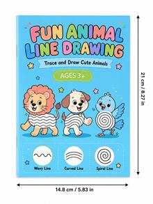 兒童動物線條描摹練習本，教育早期學習趣味寫作與手寫練習簿，返校學習輔助，教師獎勵小禮物 - 彩色 - 查看 12