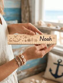 1pc Personalized Custom Wooden Ruler, Desktop Reading Guide And Learning Aid Tool, Customizable With Name And Fantasy Nature, Space Or Dinosaur Patterns, High-Quality Craftsmanship Measuring Tool, Office Supplies, Special Gift For Educators, Friends And Colleagues - Multicolor - View 5
