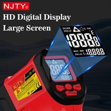 NJTY ID-10 Infrared Thermometer Non-Contact Laser Temperature Gun, -50℃ To 800℃, 12:1 D:S Ratio, Adjustable Emissivity, ℃/℉ Switchable Backlit LCD, Suitable For Cooking, Grilling And Industrial Use - Multicolor - View 3