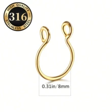 SENLANSP 3PCS 316L Stainless Steel No-Piercing Fashion Jewelry, Lip Ring, Septum Ring, Nose Ring, Suitable For Men And Women, Perfect For Daily Wear, Party And Gift - Nose Ring - View 7