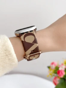1pc Fashion Geometric Pattern Silicone Watch Band, Compatible With Apple Watch 38/40/41/42/44/45/46/49mm Series 1-11, Elegant Replacement Strap For Women - Multicolor - View 3