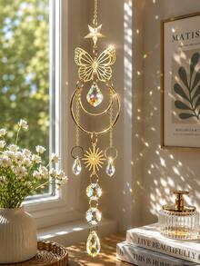 1PC/3PCS Butterfly Crystal Sun Catcher Window Hanging, Rainbow Maker Prism Pendant With Star Charm, Boho Home Decor For Bedroom Living Room - Crystal Ornaments - View 3
