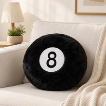 ZctmYBH+ Black Numbered Billiard Style Plush Round Throw Pillow, 35cm Soft Fuzzy Decorative Cushion For Sofa, Bed, Chair & Game Room Decor - Black - View 8