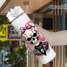1 Stück/5 Stücke 750ml/26oz Kunststoff Sport Wasserflasche, dunkles Piraten-Totenkopf-Oktopus-Anker-Muster, auslaufsicherer Pop-Up-Deckel, cooler Muster Wasserbecher, geeignet für Laufen, Fitness, Radfahren, Wandern, tolles Geschenk für Feiertage und Geburtstage, geeignet für Eiskaffee, Saft, Hafermilch, fotoliebende Schwestern, beste Freunde, Sommernutzung, Geburtstagsgeschenk für Freund/Freundin, Studenten, Feiertagsgeschenk, Paar-Becher - Verschiedenfarbig - Übersicht 12