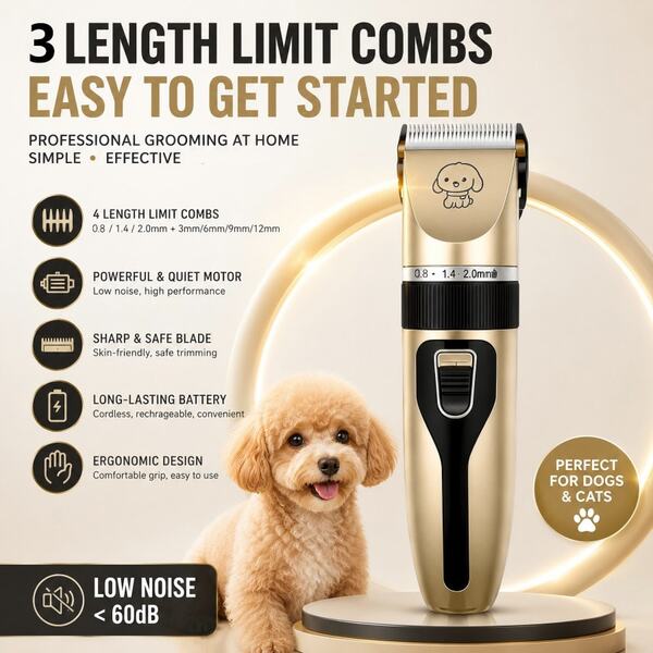 8pcs Dog Hair Clipper Set, Professional Pet Electric Trimmer For Grooming, Pet Shop Use, Professional Hair Clipper For Teddy, Cat, Rechargeable Low Noise Cordless Electric Pet Clipper, Used For Grooming Dog And Cat Hair, Dog Hair Clipper Set, Suitable For Various Sizes And Lengths Of Pet Hair, Pet Hair Trimmer, Suitable For Cat, Dog And Human Hair, Professional Pet Grooming Salon Use Clipper