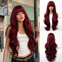 Topshe 26 Inch Natural Black Long Wavy Wig With Bangs, Pre-Styled Loose Curls, Heat-Resistant Synthetic Hair, Anti-Shedding And Anti-Tangling, Suitable For Festivals, Parties, Stage Performances And Daily Wear, Essential Fashion Wig For Women's Dating And Work - Multicolor - View 13