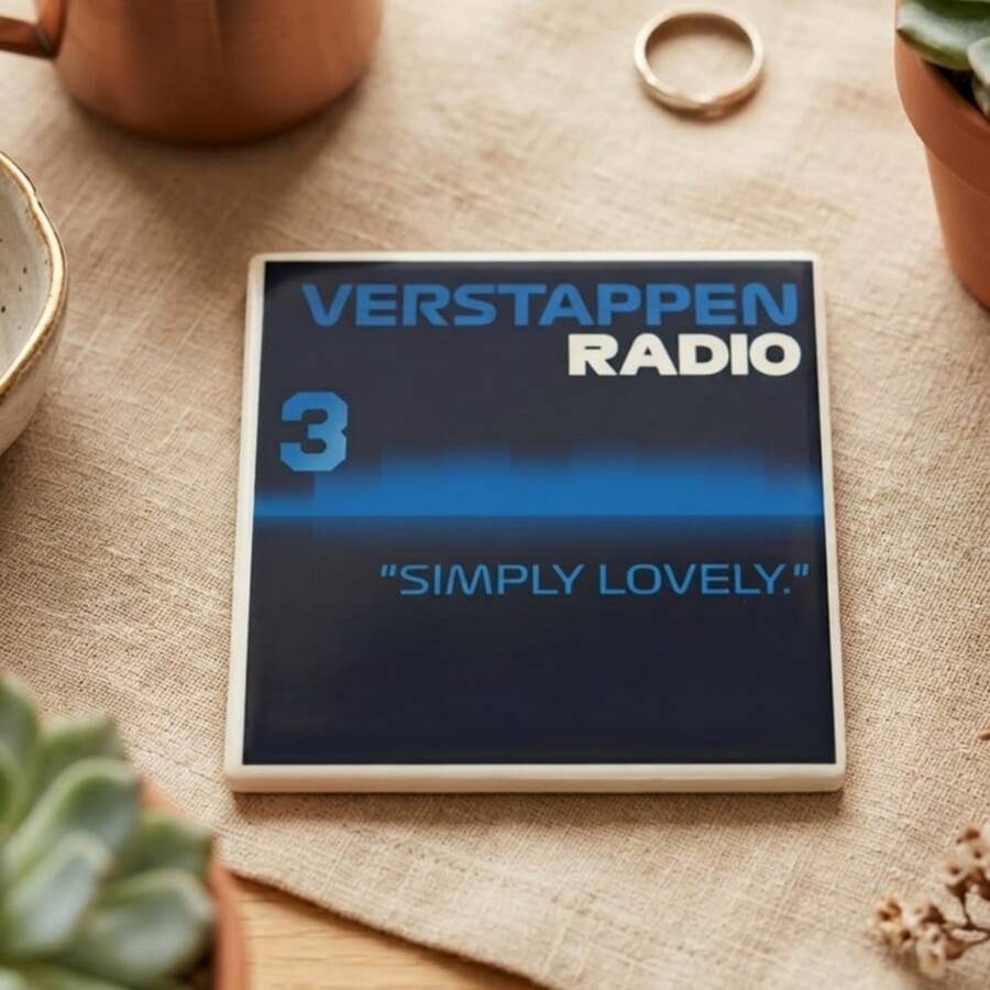 1pc 10cm*10cm Ceramic Coaster F1 Radio TR Style Fun Racing Non-Slip Heat-Resistant Absorbent Cup Mat, Suitable For Dinner, Afternoon Tea Or Breakfast - Blue - View 1