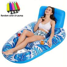 2pcs Inflatable Pool Float Lounge Chair With Air Pump, Inflatable Float Bed With Pillow, Tropical Plant Print Adult Lounge Float, Suitable For Pool, Lake, River, Beach Leisure, Summer Pool Party, Backyard Water Play, Vacation Sunbathing, Reading, Drinking, Relaxing, Full Body Support, Pool Supplies, Beach Essentials, Ideal Gift For Water Sports Enthusiasts - Multicolor - View 9