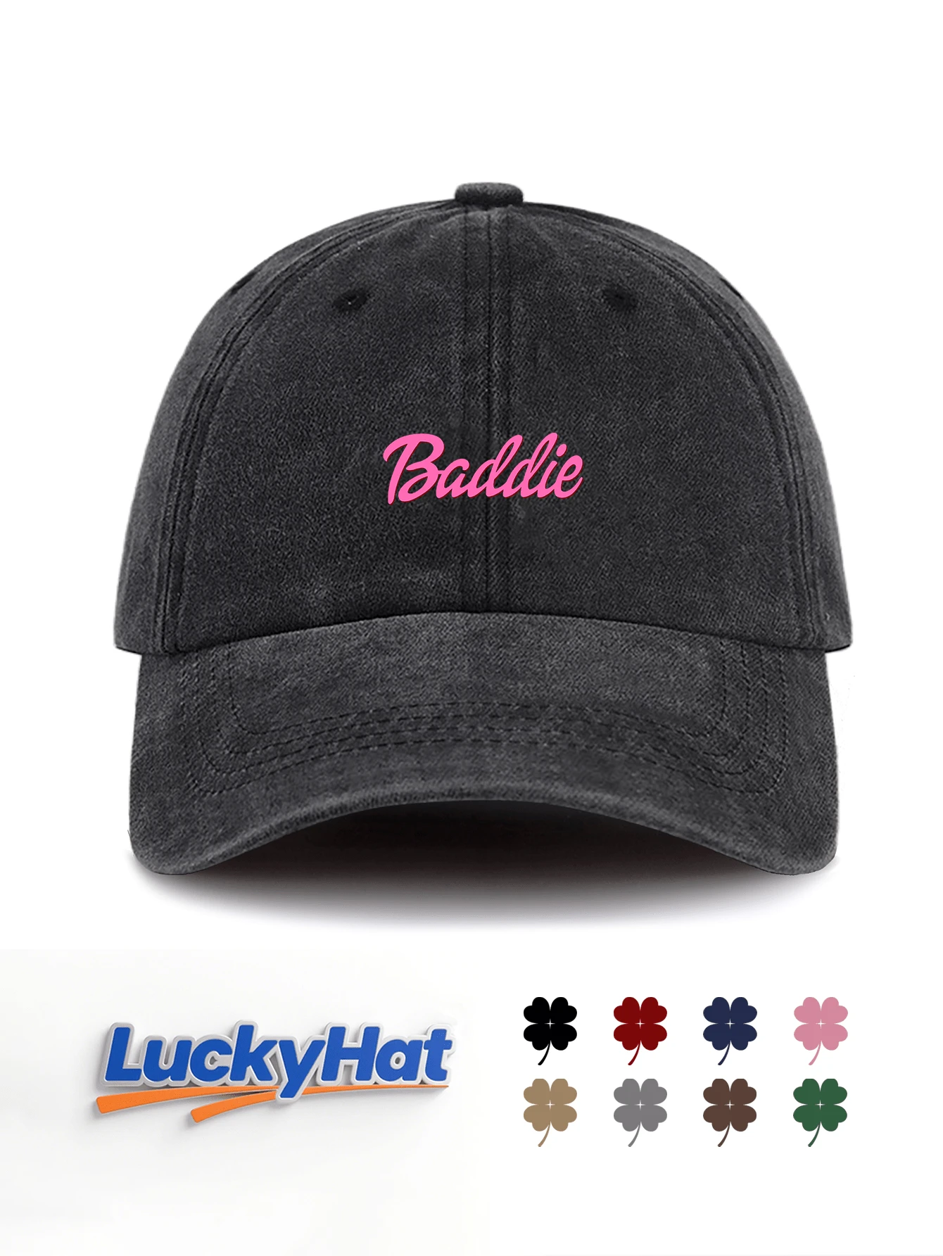 1pc Women's Letter Print Washed Vintage Baseball Cap, Comfortable Breathable Adjustable Dad Hat, Trucker Cap