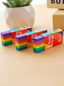 6入創意學生橡皮擦套組，低殘留可愛2B鉛筆橡皮擦，彩虹橡皮擦，隨機顏色，開學季 - 彩色 - 查看 7