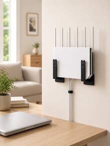 Soporte de pared para router, estante de almacenamiento portátil, soporte de pared para decodificador, estante duradero y práctico para la sala de estar - Ver 2